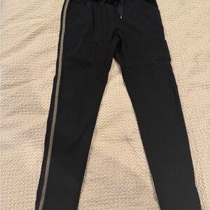 Women's Black Ankle Pants with gold Side Stripes